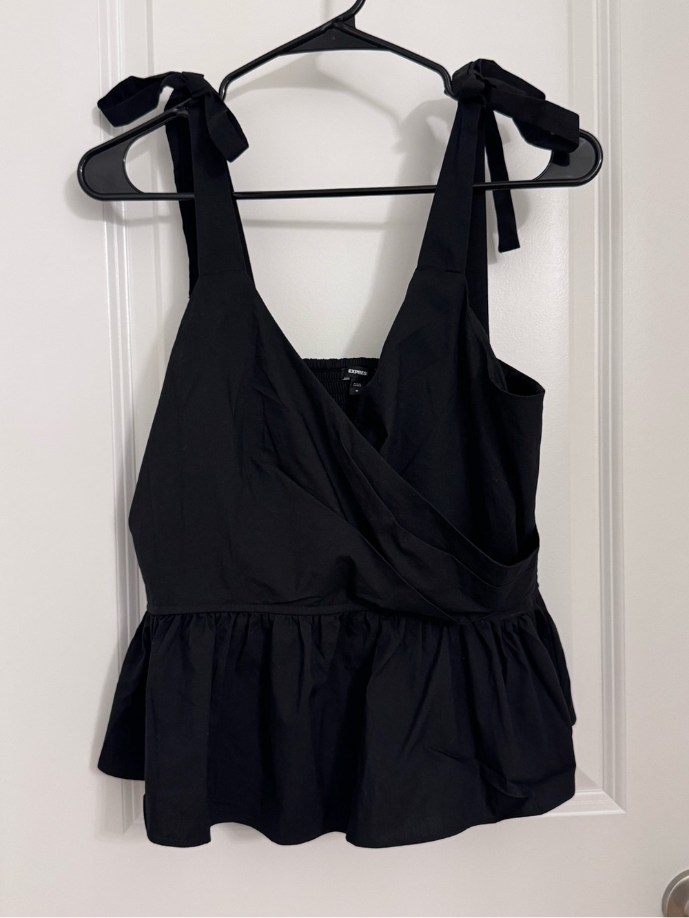 Express Black Tie-Shoulder Peplum Camisole